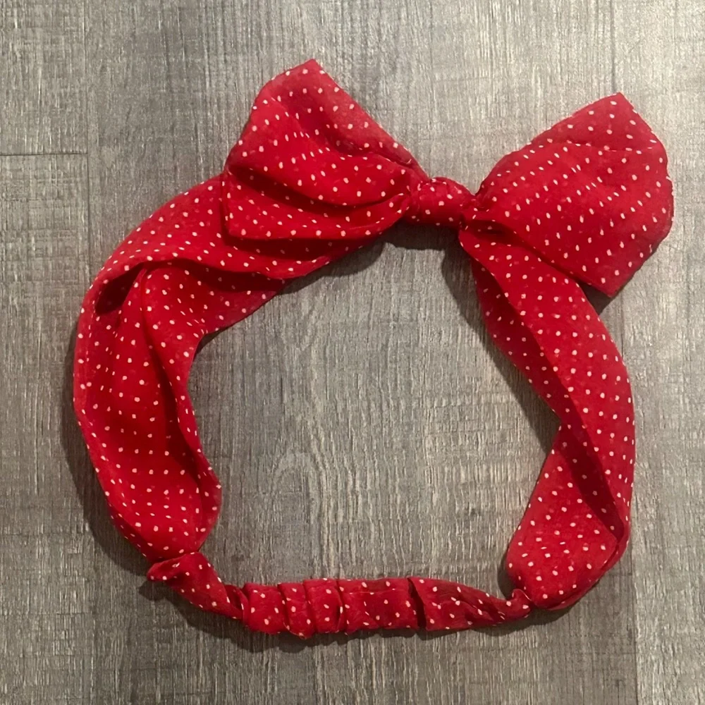 💞 New Red Polka Dot Bow Rosie The Riveter Style Headband